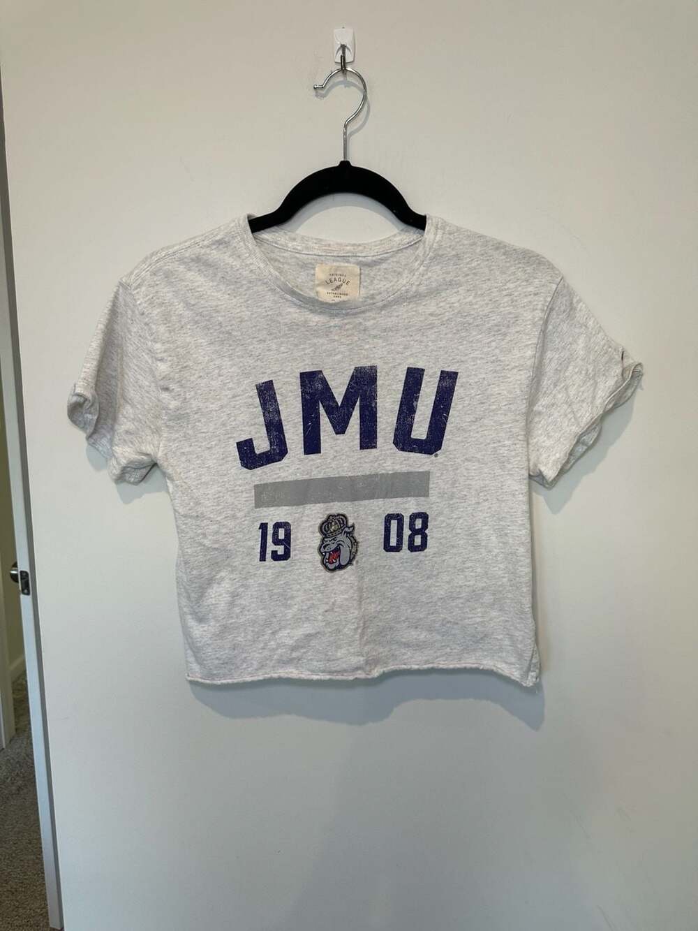 Original League James Madison University JMU Duke Dog 1908 Heather Grey Cropped